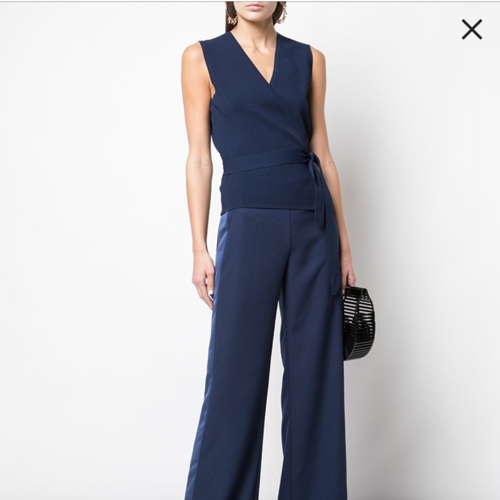 DVF cardigan sleeveless wrap top (navy)